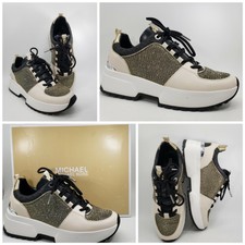 ladies black glitter trainers