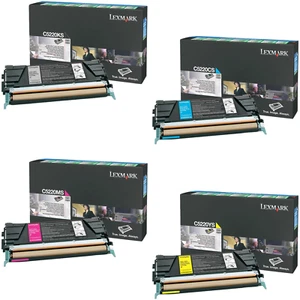 SET 4 GENUINE SEALED LEXMARK C5220KS C5220MS C5220CS C5220YS TONERS C522 C524 - Afbeelding 1 van 5