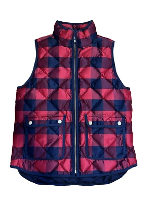 J Crew Womens S Excursion Puffer Vest Small Down Buffalo Plaid Full Zip Pockets - Image 1 of 4