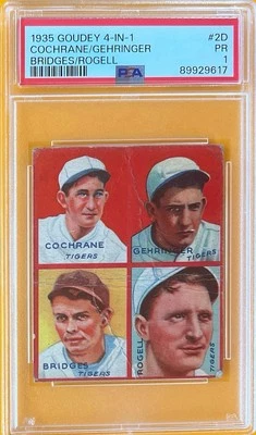 1935 Goudey 4 In 1 - #2D Cochrane/Gehringer/Bridges/Rogell - PSA 1 - Image 1 of 2