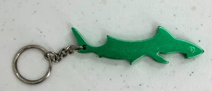 Mid-Century Retro Green Anodized Aluminum Shark Shaped Bottle Opener Keychain - Picture 1 of 4