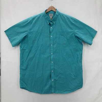 L.L.Bean Shirt Mens 2XL Tall Teal Plaid Traditional Fit Short Sleeve Button Down - Image 1 of 4