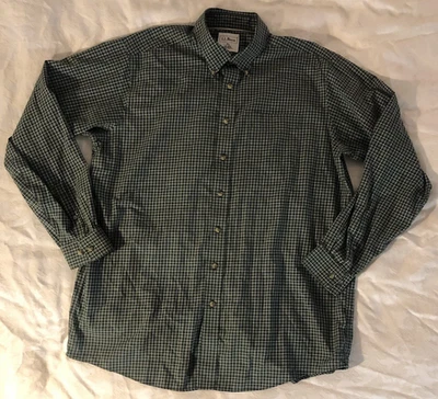 Camisa LL Bean Para Hombres XL Alta Verde Blanca A Cuadros Bolsillo Abotonado Preppy Foto 1 de 3