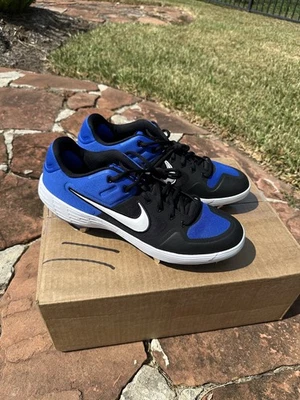 Nike Men's Alpha Huarache Elite 2 Low Metal Baseball Cleat Black/Blue Size 12 - Image 1 of 4