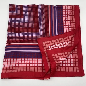 Striped Geometric Square Scarf 23x23” Red Purple Tiny Squares - Picture 1 of 6