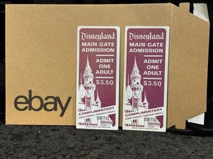 1966 Disneyland kostenlose (2) Eintrittskarten für Erwachsene am Haupttor 3,50 $ unbenutzt - Bild 1 von 4
