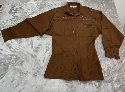 Together Women's Embroidered Brown Blazer Jacket Size Medium Wide Sleeve EUC - Image 1 of 4