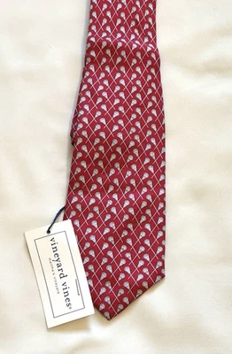 Vineyard Vines Boys 100% Silk Neck Tie Red With Lacrosse Sticks - Image 1 of 2