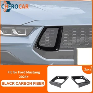 Both Sides Carbon Fiber Front Bumper Grille Air Vent Trim for Ford Mustang 24+ - Picture 1 of 11