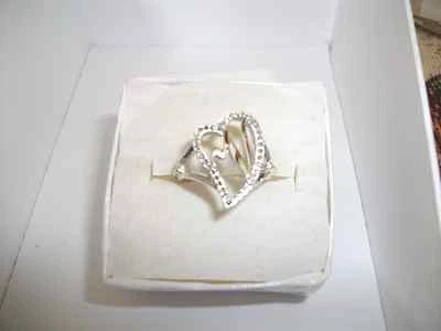 ANELLO CUORE ARGENTO STERLING CON CUORE "N" INTERNO BORDO PERLINE-INCISO-BELLO - Immagine 1 di 4