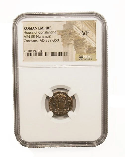 NGC VF AE3/4 de Constans AD337-350 MUY FINO NGC Antiguos Certificado Bronce Foto 1 de 2