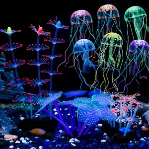 4 Pack Fish Tank Decorations Glowing Effect Aquarium Décor Small Silicone Artifi - Picture 1 of 7