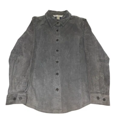 Jessica Holbrook Gamuza Cuero Chaqueta Chamarra Mujer’s Mediana De Colección Años 90 Gris Foto 1 de 4