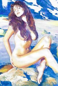 PRINT of Original Art A3 watercolor painting realism female nude 120TrK22
