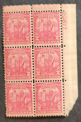 Scott #717 Arbor Day Plate Block of 6 Stamps - MNH P#20877 - Image 1 of 2