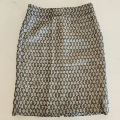 J Crew Wool Silk Sz 6 Metallic Brocade Pencil Skirt Academia Work Office Siren - Image 1 of 4