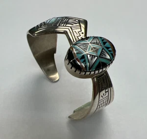 Carolyn Pollack Sterling Silver Roderick and Marilyn Tenorio Inlay Cuff Bracelet - Picture 1 of 9