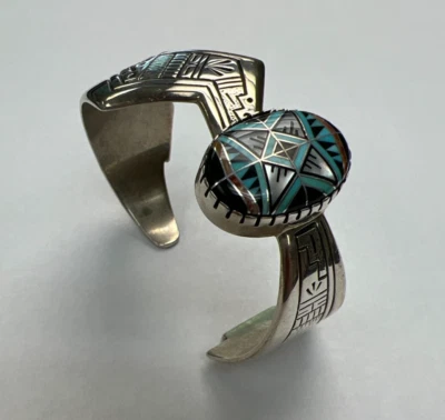 Carolyn Pollack Sterling Silver Roderick and Marilyn Tenorio Inlay Cuff Bracelet - Image 1 of 4