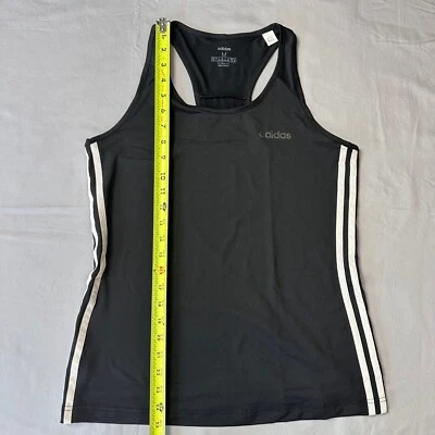 Camiseta sin mangas Adidas Climalite para mujer mediana negra espalda deportiva entrenamiento 3 rayas Foto 1 de 4