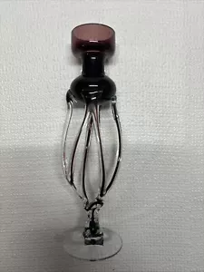 Makora Jozefina Krosno Poland Hand Blown Art Glass Twisted Candle Holder - Picture 1 of 22