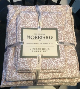 WILLIAM MORRIS & CO. Nature's Flowers Dusty Pink KING Cotton Sheet Set -- NWT - Picture 1 of 4