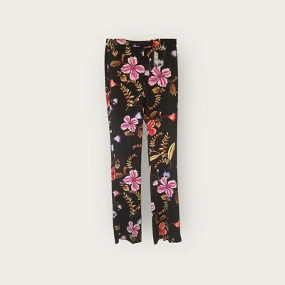 Express Barely Boot Mid Rise Black Pink Floral Pants Womens 0 Long Tall - Image 1 of 3