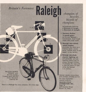 1950 Raleigh Bicycles: Bicycle of Champions Vintage Print Ad - Bild 1 von 1