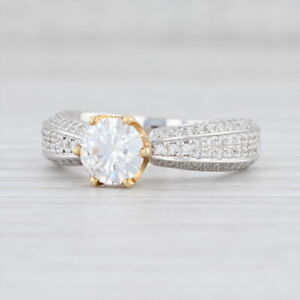 New 1.34ctw Moissanite Diamond Engagement Ring 18k Gold Size 7 Semi Mount