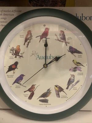 National Audubon Society Cuarzo Pájaro Cantor en HR Reloj Analógico Verde 13" ¡Funciona! Foto 1 de 4