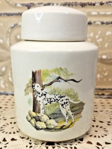 Dalmatian Dog Ceramic Pet Urn Pictorial Memorial Jar w/ Lid - Picture 1 of 8