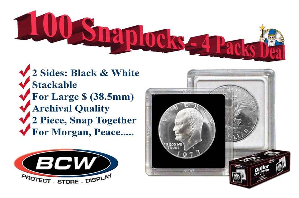 BCW Silver Morgan Dollar 2x2 Coin Snap Airtite Capsule 38.1mm Holder