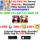 [ENG/NA][INST] FGO / Fate Grand Order Starter Account 5+SSR 210+Tix 1600+SQ #E9W