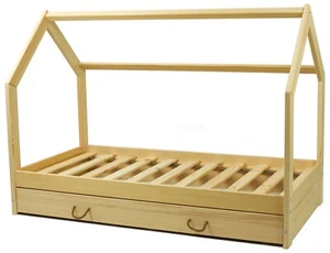 Kinderbett mit Schublade Hausbett Einzelbett Spielbett Schubkastenbett 160x80cm - Bild 1 von 10