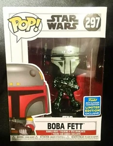 Funko PoP exclusivo de SDCC! Boba Fett 297 Verde Cromo Star Wars con Protector GRATIS - Imagen 1 de 6