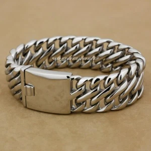 Enorme Brazalete Pesado de Acero Inoxidable 316L Para Hombres Motociclista Rocker Punk Tejido 5L002 - Imagen 1 de 23