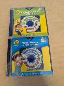School Zone On Track CDs! Grade 1-2 Vocabulary Puzzles; Time, Money & Fractions - Picture 1 of 5