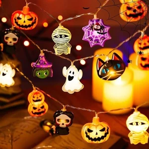 Halloween Decoration LED String Lights,Pumpkin Ghost Spider Web Hanging Lamp,Hom - Picture 1 of 12