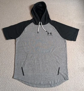 Under Armour Mens Medium Black & Grey Short Sleeve Hooded Shirt 24 - Picture 1 of 5