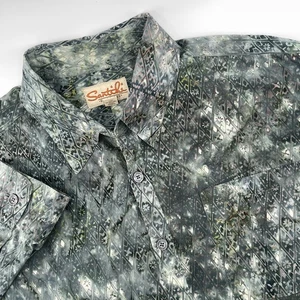 Santiki Herren XXL Button Down Hawaiihemd Abstraktes Muster Langarm Baumwolle - Bild 1 von 7
