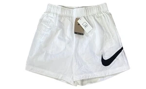 Nike Women’s White Shorts M DM6739-100 Swoosh Lined Elastic Waist NWT - Picture 1 of 12