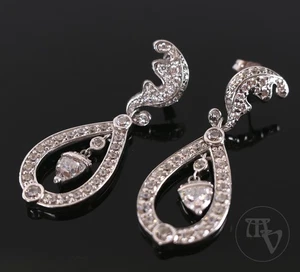 Ohrstecker Ohrringe weiße Steine Zirkonia 925 Silber Vintage Second Hand Schmuck - Imagen 1 de 9
