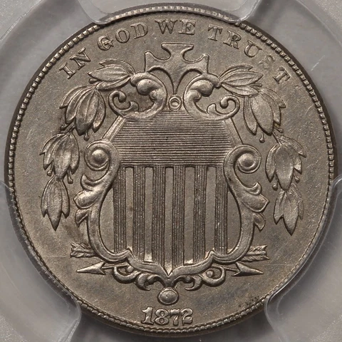 1872 Shield Nickel (DDO FS 101) PCGS AU-58 - Cool Everyman Variety! Cover