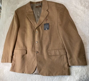 Tasso Elba Blazer Jacket Men's Size 44S 100% Camel Hair Brown Structured NWT - Picture 1 of 17