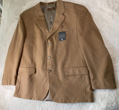 Tasso Elba Blazer Jacket Men's Size 44S 100% Camel Hair Brown Structured NWT - Image 1 of 4