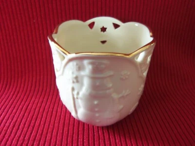 Lenox "Merry Lights" Votive Candle Holder Gold Trim 3.25" Snowman - Image 1 of 4