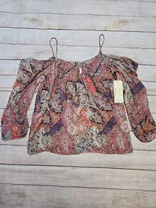 Nicole Miller Artelier AZALEA Georgette Cold Shoulder Blouse, US Petite - Picture 1 of 9