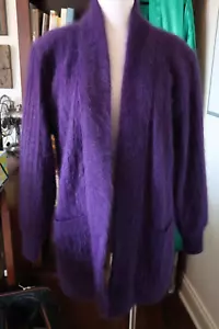 Rare Vintage Angora Strickjacke Pullover U RIM KOREA Open Cardigan Mantel M/L/XL - Bild 1 von 8