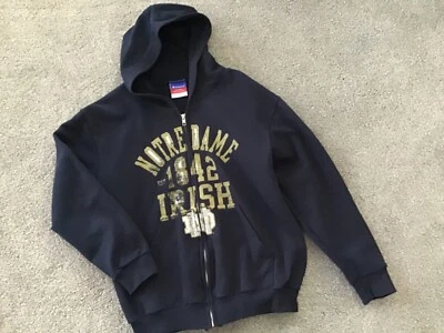Notre Dame ND Navy Blue Full-Zip Jacket w Hood Youth L Champion Brand Boys Girls - Image 1 of 4