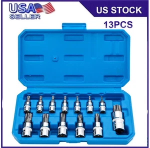 13PCS E Torx Star Female Bit Socket Set 1/2" 3/8" 1/4" Drive T8 - T70 With Case - Picture 1 of 12