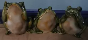 Frösche Keramikfiguren ""Sehen, hören, sprechen kein Böses"" 3er Set SEHR SELTEN - Bild 1 von 13